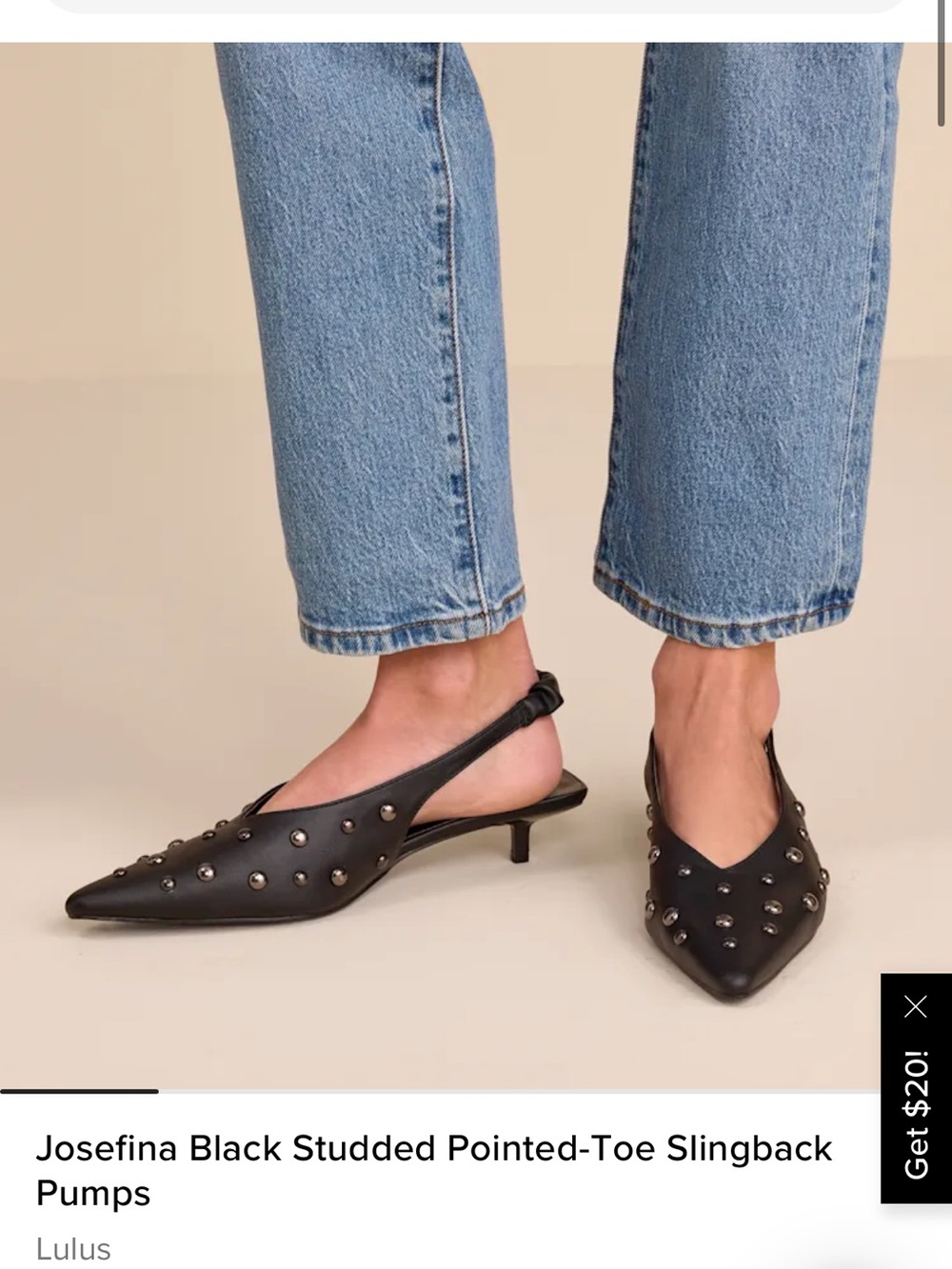 Lulu's Black Studded Pointed-Toe Slingback Flats